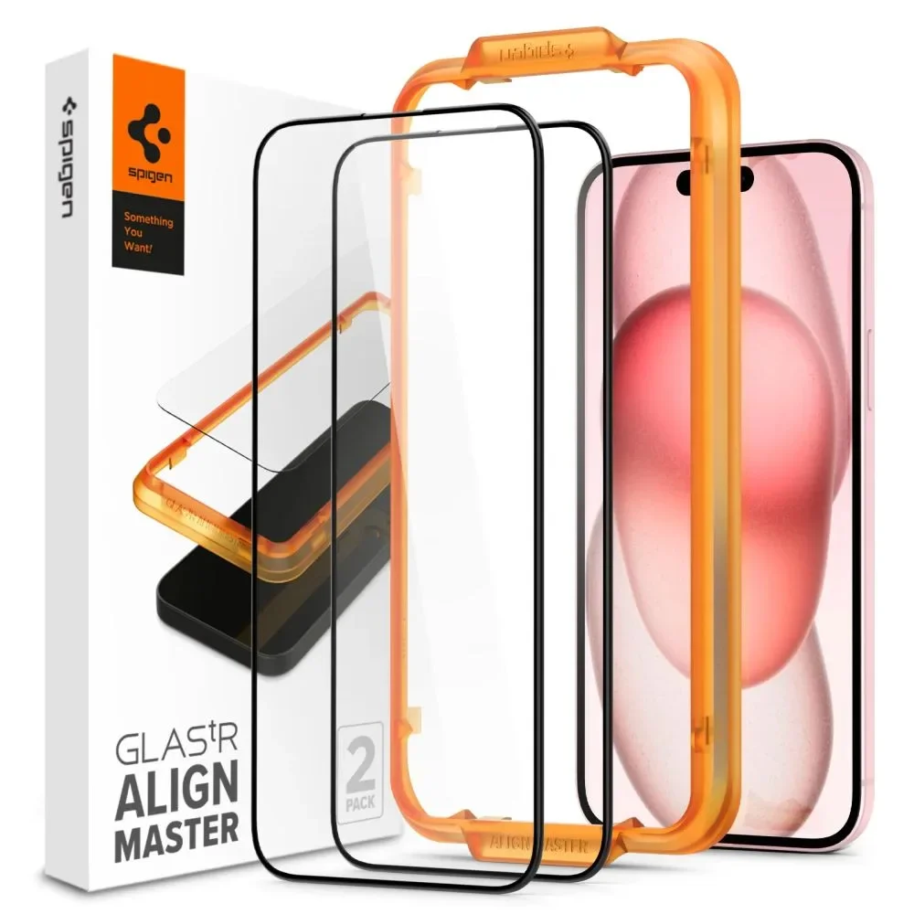 ALM Glass FC edzett védőüveg iPhone 15 Plus-hoz – fekete (2 db)