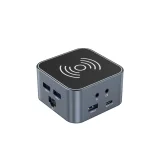 12-u-1 središnja stanica s bežičnim punjačem: USB-A, USB-C, HDMI, RJ45, SD, TF, Mini Jack - siva 3