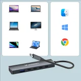 6-in-1 USB-A, USB-C, DisplayPort, HDMI hub - szürke 6