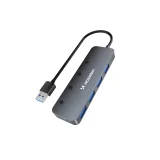 4x USB-A hub s aluminijskim prekidačima - sivi