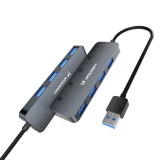 4x USB-A hub s aluminijskim prekidačima - sivi 2