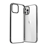 NBS ultravékony, átlátszó tok fémkerettel iPhone Pro Max 12-hez, fekete