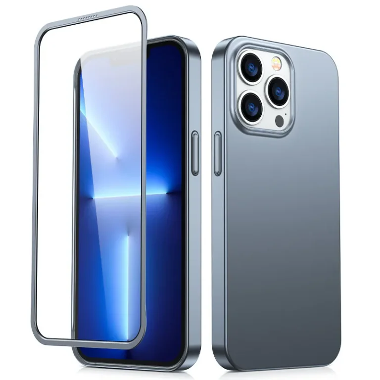 iPhone 13 Pro Max tok, elülső és hátsó fedél + edzett üveg, szürke