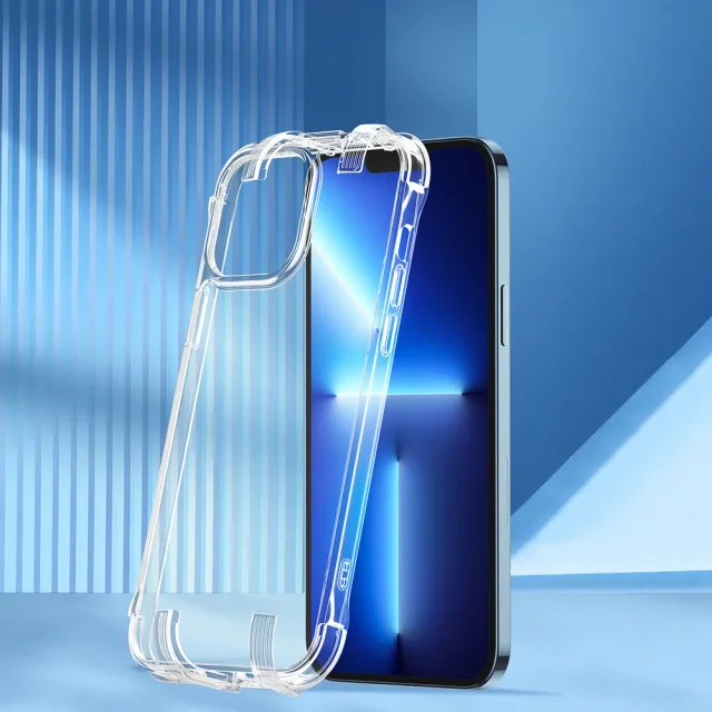 iPhone 13 Pro tok, strapabíró tok kampókkal és állvánnyal, átlátszó