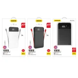 10000 mAh-s 2 A-es power bank + 3 az 1-ben Lightning–USB-C–micro USB 3 A-es kábel, fekete 3