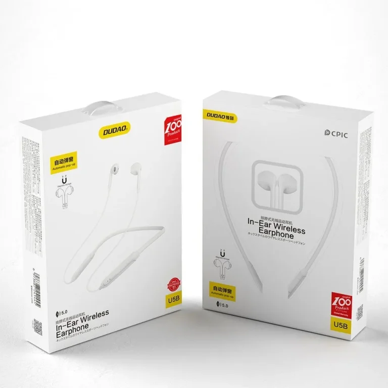Mágneses tapadású vezeték nélküli Bluetooth fülhallgató, fehér