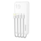 K6Pro 10000 mAh univerzális powerbank USB-C, microUSB és Lightning kábelekkel – fehér
