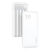 K6Pro 10000 mAh univerzális powerbank USB-C, microUSB és Lightning kábelekkel – fehér 2