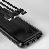 K6Pro 10000 mAh univerzális powerbank USB-C, microUSB és Lightning kábelekkel – fehér 3