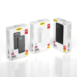 K6Pro 10000 mAh univerzális powerbank USB-C, microUSB és Lightning kábelekkel – fehér 6