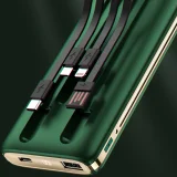 10000 mAh-s K4Pro Power Bank beépített kábelekkel, zöld LED-kijelzővel 2