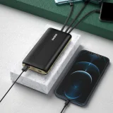 10000 mAh-s K4Pro Power Bank beépített kábelekkel, zöld LED-kijelzővel 3