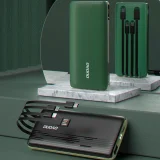 10000 mAh-s K4Pro Power Bank beépített kábelekkel, zöld LED-kijelzővel 6