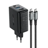 2 az 1-ben fali töltő USB-C kábellel + USB-C–HDMI 4K adapterrel, fekete 2