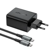 2 az 1-ben fali töltő USB-C kábellel + USB-C–HDMI 4K adapterrel, fekete 3