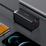 GaN gyors univerzális fali töltő 2x USB-C 2x USB 100 W QC 4.0+ AFC fekete 10