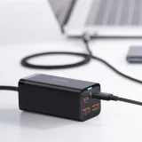 GaN gyors univerzális fali töltő 2x USB-C 2x USB 100 W QC 4.0+ AFC fekete 11