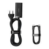GaN gyors univerzális fali töltő 2x USB-C 2x USB 100 W QC 4.0+ AFC fekete 8