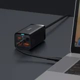 GaN gyors univerzális fali töltő 2x USB-C 2x USB 100 W QC 4.0+ AFC fekete 9