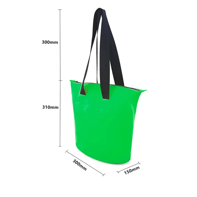 Vízálló PVC strandtáska vállpánttal, 11 l – zöld