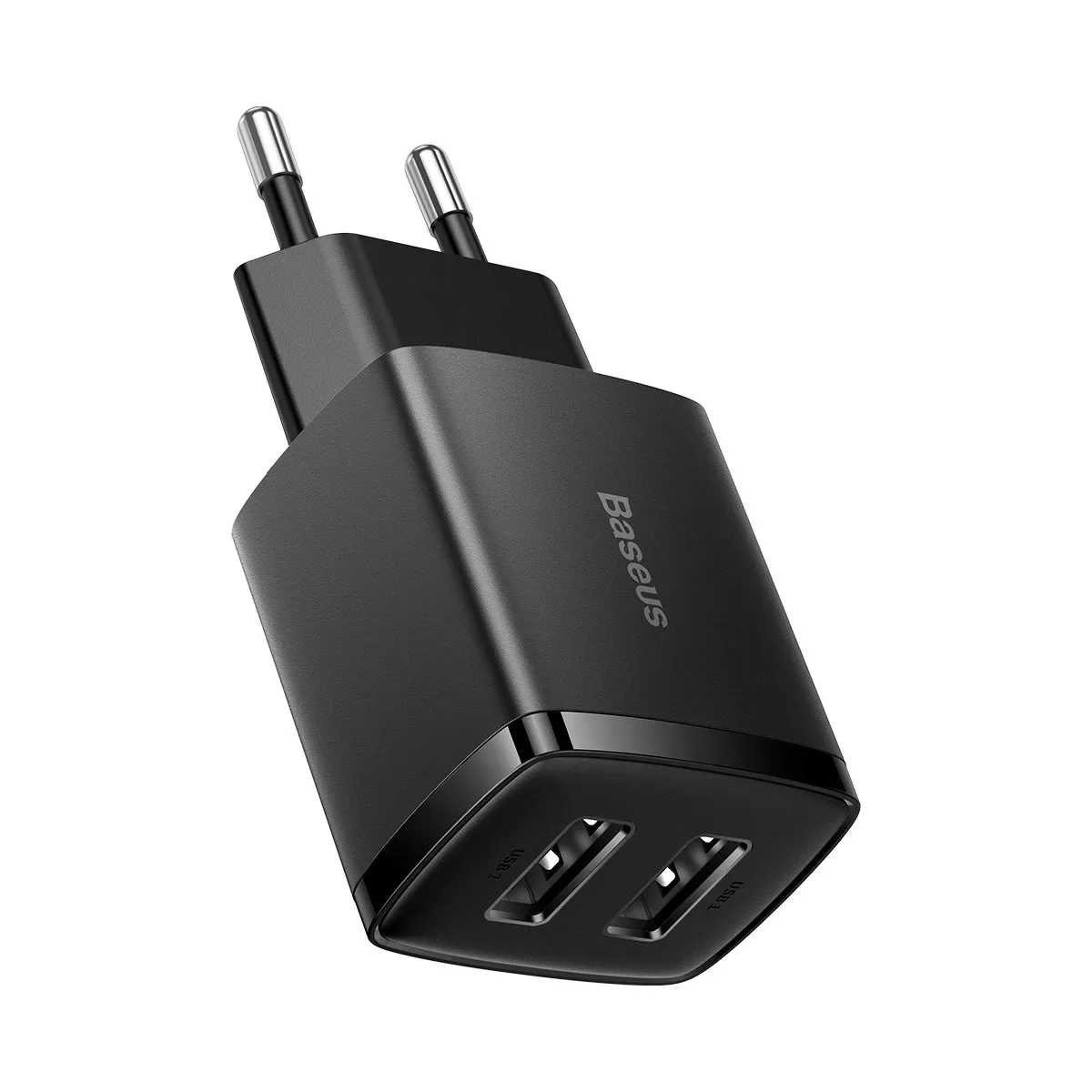 Kompaktni zidni punjač 2x USB 10,5 W, crni Kompaktni zidni punjač 2x USB 10,5 W, crni