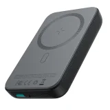 Mini 10000 mAh mágneses power bank QC PD USB és USB-C töltőkkel, fekete
