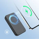 Mini 10000 mAh mágneses power bank QC PD USB és USB-C töltőkkel, fekete 3