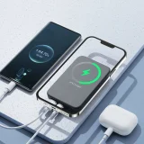 Mini 10000 mAh mágneses power bank QC PD USB és USB-C töltőkkel, fekete 8