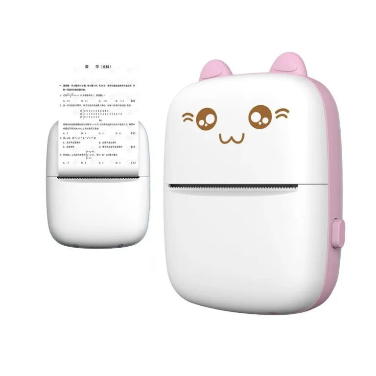 Mini Cat hőnyomtató, nyomtatás telefonról Bluetooth-on keresztül, Fun Print, rózsaszín