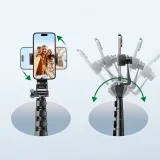 Selfie-bot állvánnyal és Bluetooth-távirányítóval, hosszú selfie-bot 1,8 m, fekete 11