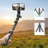 Selfie-bot állvánnyal és Bluetooth-távirányítóval, hosszú selfie-bot 1,8 m, fekete 2