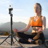 Selfie-bot állvánnyal és Bluetooth-távirányítóval, hosszú selfie-bot 1,8 m, fekete 5