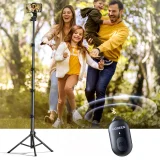 Selfie-bot állvánnyal és Bluetooth-távirányítóval, hosszú selfie-bot 1,8 m, fekete 8