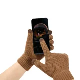 Érintőképernyős téli kesztyű telefonokhoz, 22x11 cm, unisex, barna 2
