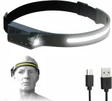 Mozgásérzékelős LED-es fejlámpa, IPX4, USB-C, 1200 mAh, fekete 3