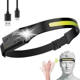 Mozgásérzékelős LED-es fejlámpa, IPX4, USB-C, 1200 mAh, fekete 5