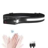 Mozgásérzékelős LED-es fejlámpa, IPX4, USB-C, 1200 mAh, fekete 7