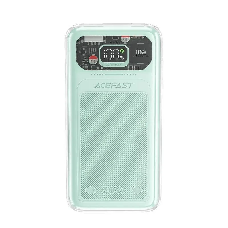 Sparkling sorozatú 10000 mAh-s powerbank, 30 W-os gyorstöltés, zöld