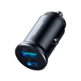30 W-os mini autós töltő USB-A QC3.0 USB-C PD fekete 3
