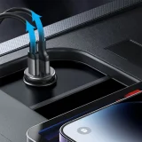 30 W-os mini autós töltő USB-A QC3.0 USB-C PD fekete 8