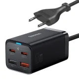 GaN3 Pro gyors fali töltő 2x USB-C / 2x USB 65 W PD QC + 1 m-es USB-C kábel, fekete