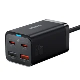 GaN3 Pro gyors fali töltő 2x USB-C / 2x USB 65 W PD QC + 1 m-es USB-C kábel, fekete 2
