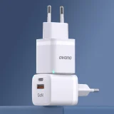 33 W-os GaN PPS USB-C USB-A fali töltő, fehér 2
