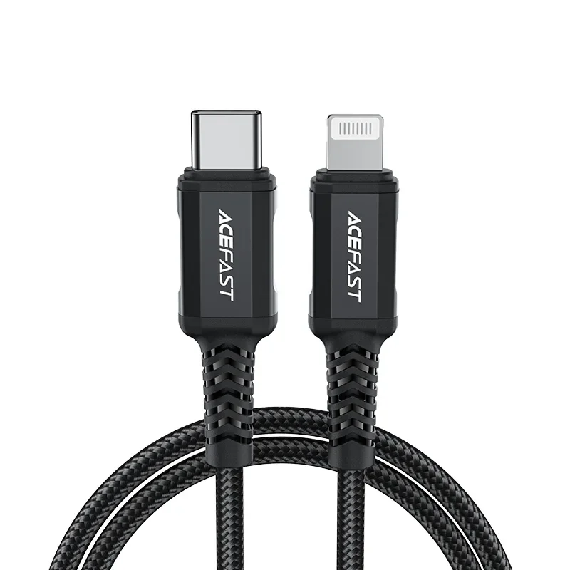 MFI-tanúsítvánnyal rendelkező kábel iPhone-hoz, USB-C – Lightning, 30 W, 3 A, 1,8 m, fekete