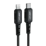 MFI-tanúsítvánnyal rendelkező kábel iPhone-hoz, USB-C – Lightning, 30 W, 3 A, 1,8 m, fekete 8