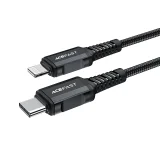 MFI-tanúsítvánnyal rendelkező kábel iPhone-hoz, USB-C – Lightning, 30 W, 3 A, 1,8 m, fekete 9