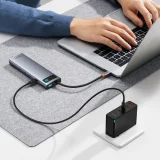 11-in-1 USB-C–USB-C PD hub adapter 4x USB, HDMI, VGA, AUX, RJ45, SD és TF portokkal, szürke 3