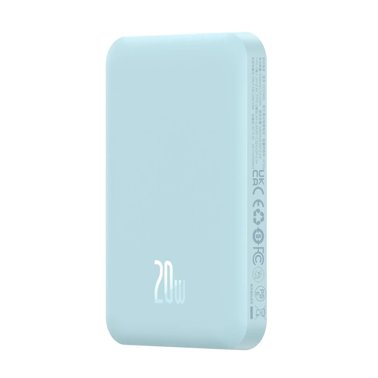 Mini power bank 5000 mAh 20 W + USB-C kábel 20 V / 3 A, kék