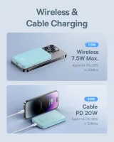 Mini power bank 5000 mAh 20 W + USB-C kábel 20 V / 3 A, kék 9