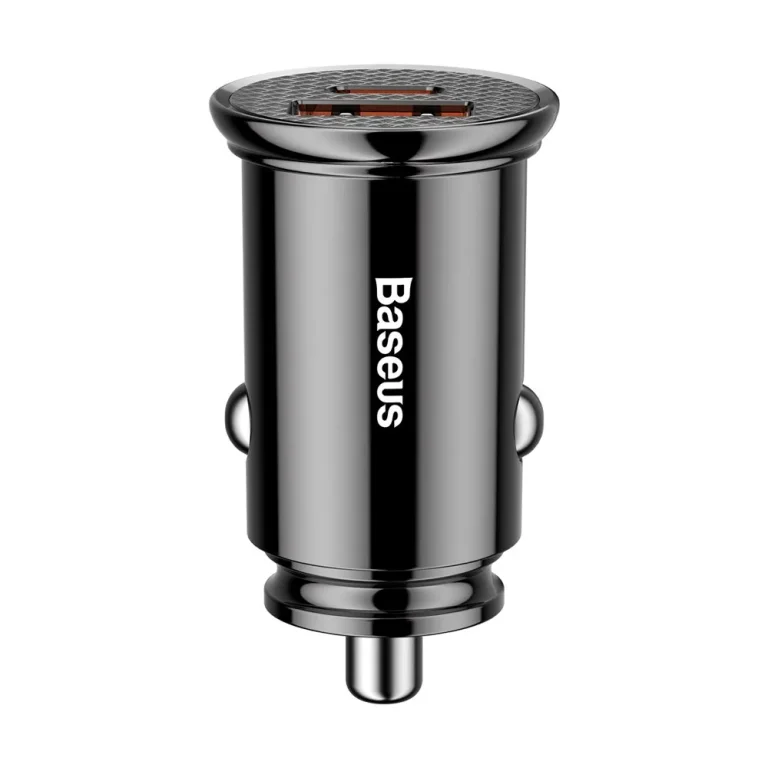 Intelligens autós töltő USB és USB-C QC PD portokkal, fekete